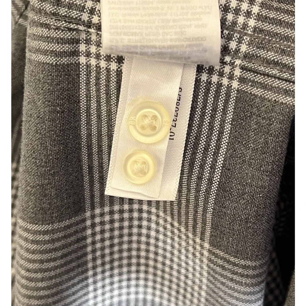Banana Republic Cotton Stretch Grant Fit Oxford Shirt Men Size Large Gray Button